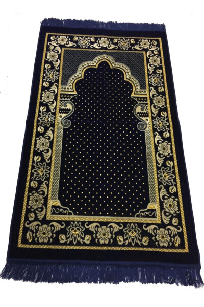 Dodya Velvet Prayer Rug Luxury-Navy Blue - GENEL MARKALAR