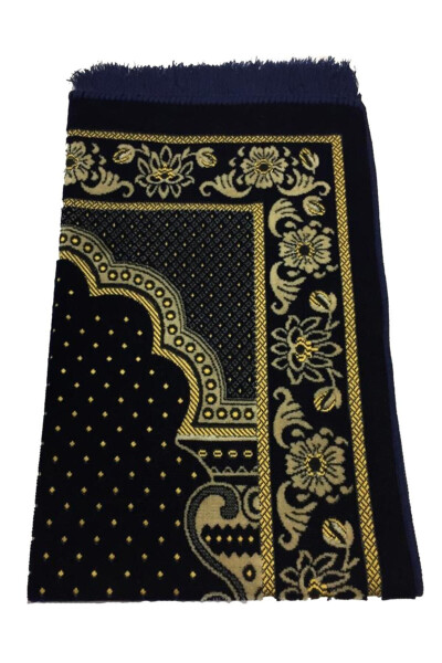 Dodya Velvet Prayer Rug Luxury-Navy Blue - GENEL MARKALAR (1)