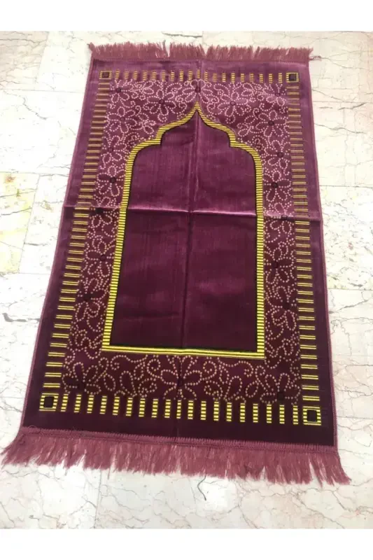 Dodya Velvet Prayer Rug Luxury Rosewood-ROSEWOOD - DOKUMACI