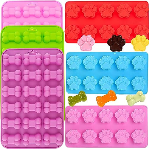 Dog Molds Silicone Puppy Dog Paw and Bone Molds Dog Treat Mold for Homemade, Baking, Chocolate, Candy, Jelly, Dog Treats, Ice Cube, Can Bake, Dog Snack Biscuits - 1