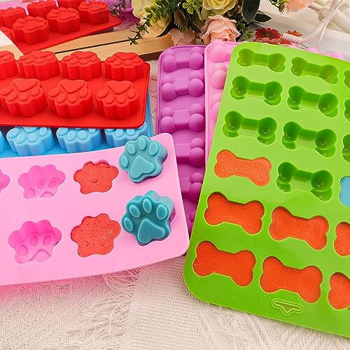 Dog Molds Silicone Puppy Dog Paw and Bone Molds Dog Treat Mold for Homemade, Baking, Chocolate, Candy, Jelly, Dog Treats, Ice Cube, Can Bake, Dog Snack Biscuits - 3