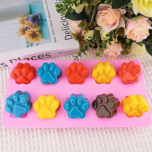 Dog Molds Silicone Puppy Dog Paw and Bone Molds Dog Treat Mold for Homemade, Baking, Chocolate, Candy, Jelly, Dog Treats, Ice Cube, Can Bake, Dog Snack Biscuits - 4