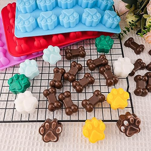 Dog Molds Silicone Puppy Dog Paw and Bone Molds Dog Treat Mold for Homemade, Baking, Chocolate, Candy, Jelly, Dog Treats, Ice Cube, Can Bake, Dog Snack Biscuits - 5