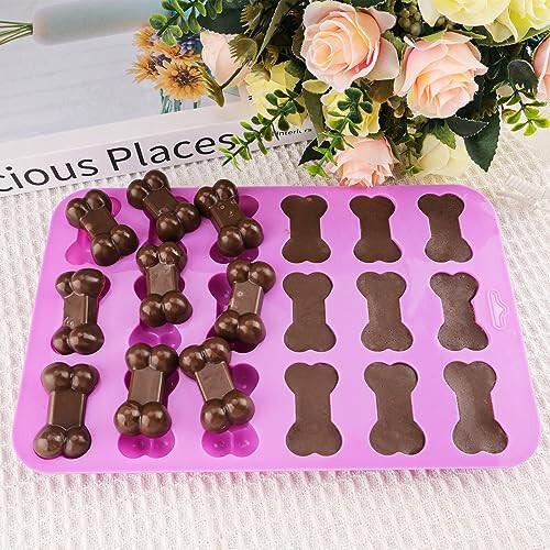 Dog Molds Silicone Puppy Dog Paw and Bone Molds Dog Treat Mold for Homemade, Baking, Chocolate, Candy, Jelly, Dog Treats, Ice Cube, Can Bake, Dog Snack Biscuits - 6