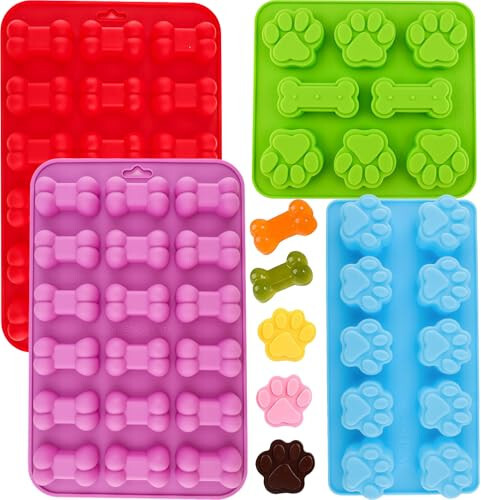 Dog Molds Silicone Puppy Dog Paw and Bone Molds Dog Treat Mold for Homemade, Baking, Chocolate, Candy, Jelly, Dog Treats, Ice Cube, Can Bake, Dog Snack Biscuits - 7