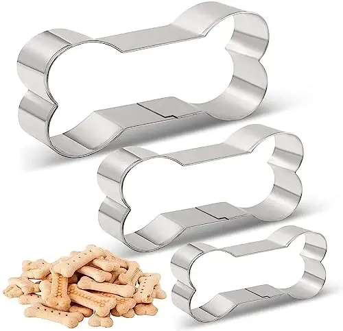 Dog Treats Cookie Cutters,Dog Bone Shape Cookie Cutters set Stainless Steel Biscuit Mold for Dog Cat Homemade Treats - TUZICAKE (1)