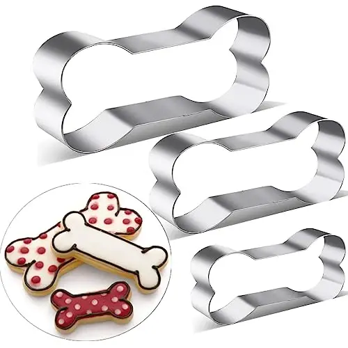 Dog Treats Cookie Cutters,Dog Bone Shape Cookie Cutters set Stainless Steel Biscuit Mold for Dog Cat Homemade Treats 