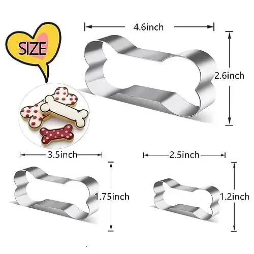 Dog Treats Cookie Cutters,Dog Bone Shape Cookie Cutters set Stainless Steel Biscuit Mold for Dog Cat Homemade Treats - 3