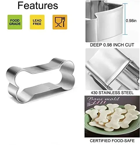Dog Treats Cookie Cutters,Dog Bone Shape Cookie Cutters set Stainless Steel Biscuit Mold for Dog Cat Homemade Treats - 4