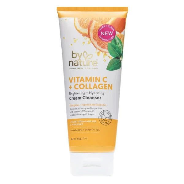 By Nature From New Zealand Vitamin C, Collagen Brightening, Hydrating Cream Cleanser for Dry Skin - BY NATURE