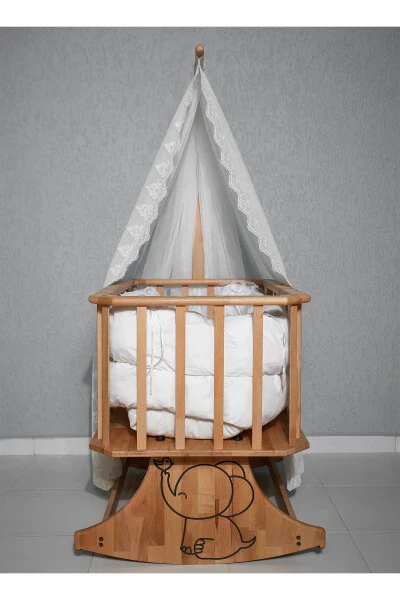 Doğal Masif Ahşap Hazaki Beşik - woodizy