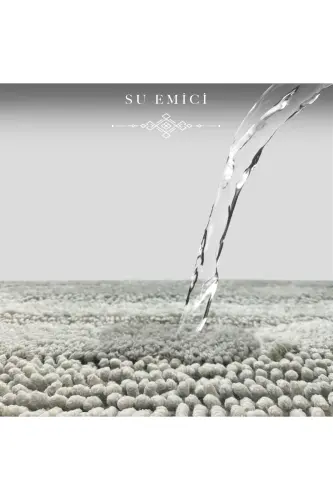 Doğal Pamuklu Spagetti Oval Mint 2'li Banyo Paspası Seti Banyo Halısı Klozet Takımı-Su Yeşili - 4