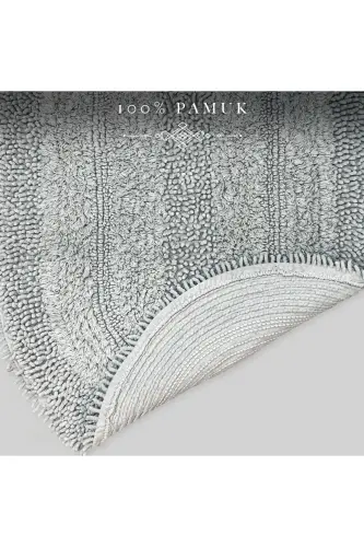 Doğal Pamuklu Spagetti Oval Mint 2'li Banyo Paspası Seti Banyo Halısı Klozet Takımı-Su Yeşili - BONNY HOME (1)