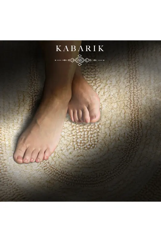 Doğal Pamuklu Spagetti Oval Vizon 2'li Banyo Paspası Seti Banyo Halısı Klozet Takımı-Vizon - 3