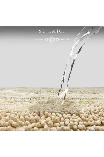 Doğal Pamuklu Spagetti Oval Vizon 2'li Banyo Paspası Seti Banyo Halısı Klozet Takımı-Vizon - 4