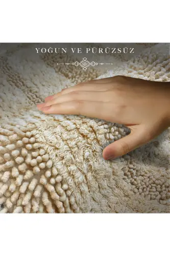 Doğal Pamuklu Spagetti Oval Vizon 2'li Banyo Paspası Seti Banyo Halısı Klozet Takımı-Vizon - 5