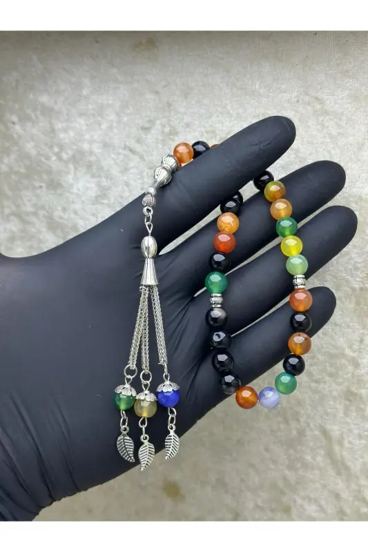 Doğal Taş Çakra Taşı 33'lük Erkek Tesbihi-kahverengi - 2