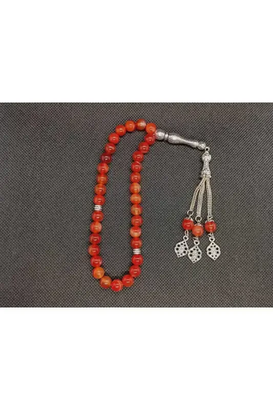 Do'g'altosh Qizil Aqiq Toshi Tasbeh 33'li - Maxsus G'ozali-QIZIL - 4