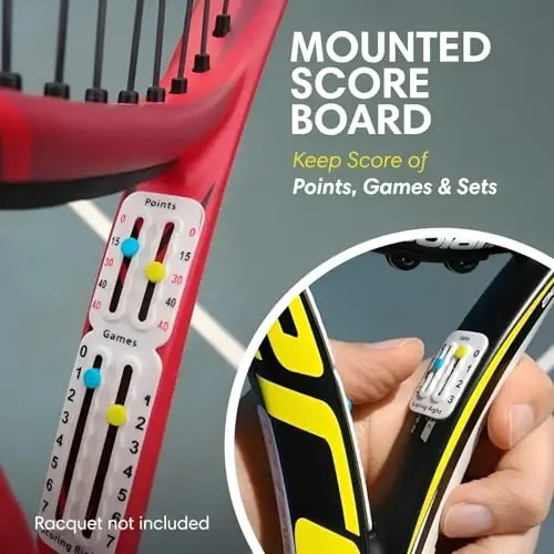 Scoring Right Portable Tennis Racket and Padel Scorekeeper, Easily Mounted Small Score Board to Keep Score of Points, Games, and Sets, ITF Conforming and Lightweight Mini Score Keeper, 1.9g - 6