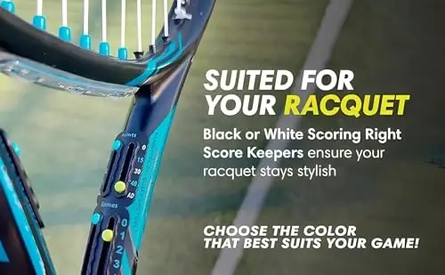 Scoring Right Portable Tennis Racket and Padel Scorekeeper, Easily Mounted Small Score Board to Keep Score of Points, Games, and Sets, ITF Conforming, Lightweight Mini Score Keeper, 1.9g - 6