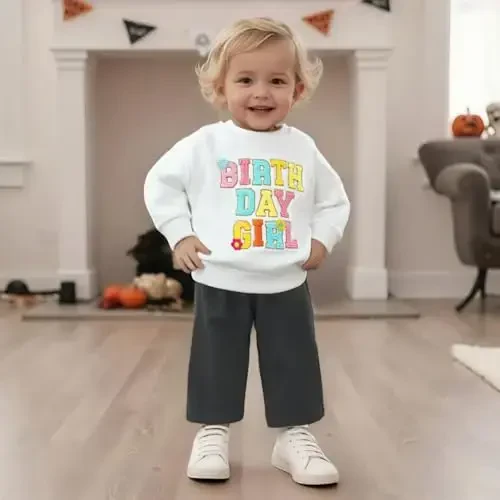 Doisbetthsay Baby Girl Boy Sviterlari Toddler Trendy Qattiq Rangli Ekipaj Bo'yin Uzun Qisma Puloverlar Bola Bo'sh Top - 3