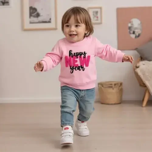 Doisbetthsay Baby Girl Boy Sweatshirts Toddler Trendy Solid Color Crew Neck Long Sleeve Pullovers Child Loose Top - 2