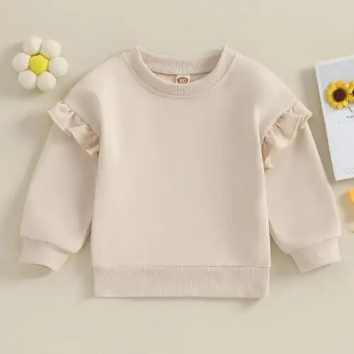 Doisbetthsay Baby Girl Boy Sweatshirts Toddler Trendy Solid Color Crew Neck Long Sleeve Pullovers Child Loose Top - DOISBETTHSAY (1)