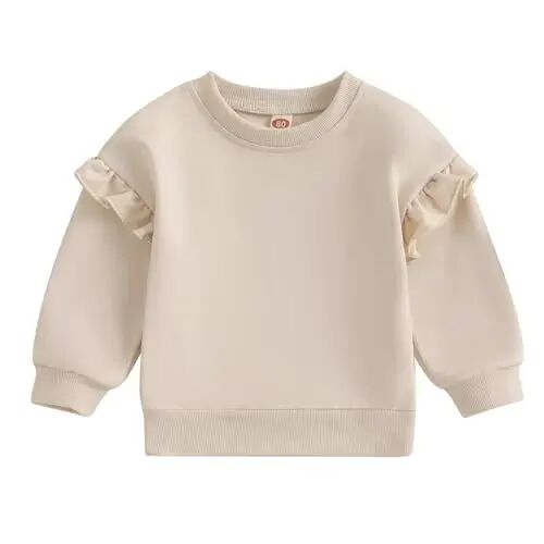 Doisbetthsay Baby Girl Boy Sweatshirts Toddler Trendy Solid Color Crew Neck Long Sleeve Pullovers Child Loose Top - 1