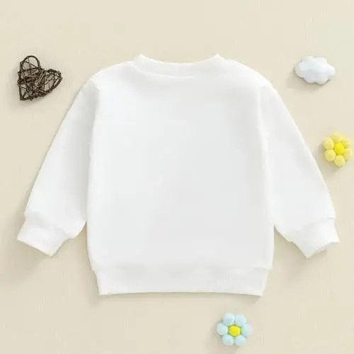 Doisbetthsay Baby Girl Boy Sweatshirts Toddler Trendy Solid Color Crew Neck Long Sleeve Pullovers Child Loose Top - 6