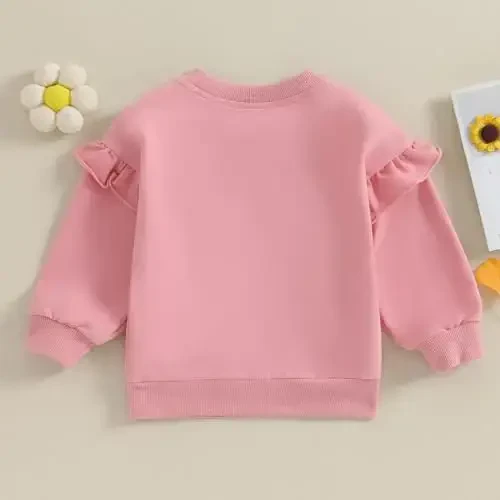 Doisbetthsay Baby Girl Boy Sweatshirts Toddler Trendy Solid Color Crew Neck Long Sleeve Pullovers Child Loose Top - 4