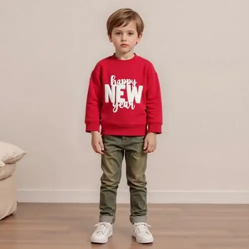 Doisbetthsay Baby Girl Boy Sweatshirts Toddler Trendy Solid Color Crew Neck Long Sleeve Pullovers Child Loose Top - 3