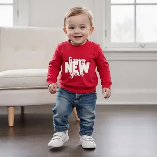 Doisbetthsay Baby Girl Boy Sweatshirts Toddler Trendy Solid Color Crew Neck Long Sleeve Pullovers Child Loose Top - 2