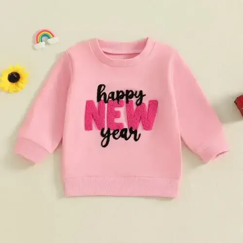 Doisbetthsay Baby Girl Boy Sweatshirts Toddler Trendy Solid Color Crew Neck Long Sleeve Pullovers Child Loose Top - 4