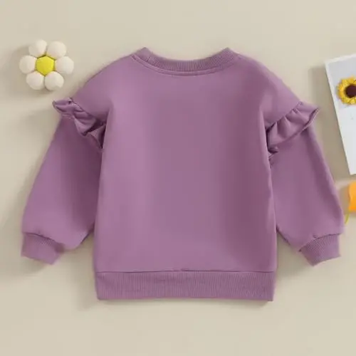 Doisbetthsay Baby Girl Boy Sweatshirts Toddler Trendy Solid Color Crew Neck Long Sleeve Pullovers Child Loose Top - 4