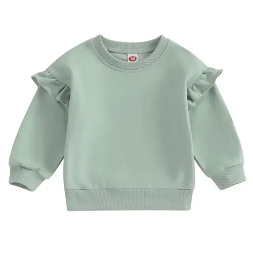 Doisbetthsay chaqaloq qiz bola sviterlari Toddler Trendy Solid Rangli ekipaj bo'yni uzun yengli puloverlar Bola bo'sh tepa - 1