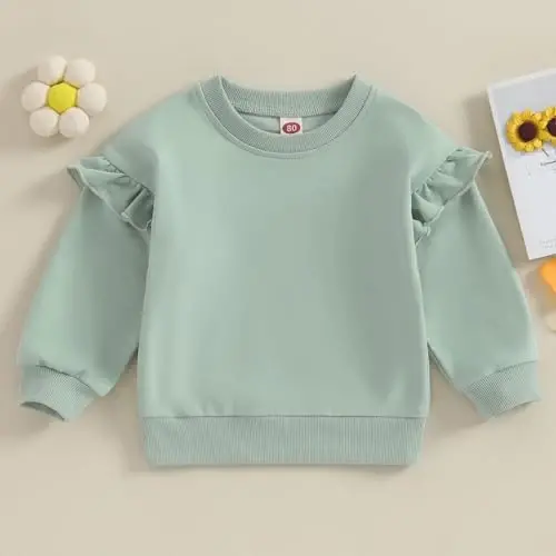Doisbetthsay chaqaloq qiz bola sviterlari Toddler Trendy Solid Rangli ekipaj bo'yni uzun yengli puloverlar Bola bo'sh tepa - 2