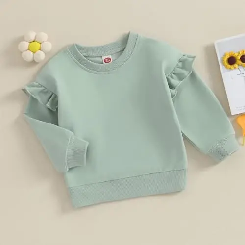 Doisbetthsay chaqaloq qiz bola sviterlari Toddler Trendy Solid Rangli ekipaj bo'yni uzun yengli puloverlar Bola bo'sh tepa - 3