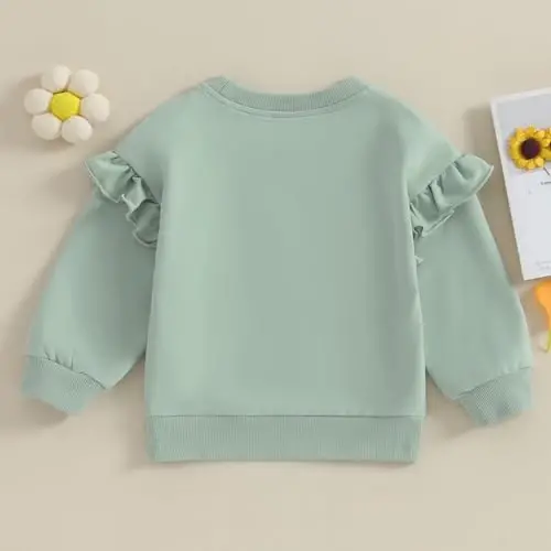 Doisbetthsay chaqaloq qiz bola sviterlari Toddler Trendy Solid Rangli ekipaj bo'yni uzun yengli puloverlar Bola bo'sh tepa - 4