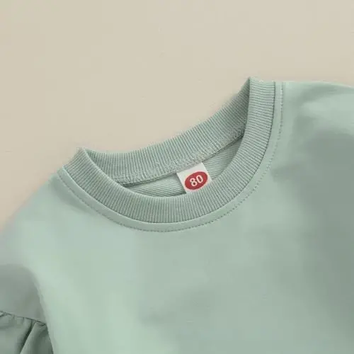 Doisbetthsay chaqaloq qiz bola sviterlari Toddler Trendy Solid Rangli ekipaj bo'yni uzun yengli puloverlar Bola bo'sh tepa - 5