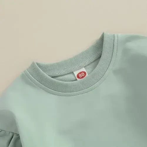 Doisbetthsay chaqaloq qiz bola sviterlari Toddler Trendy Solid Rangli ekipaj bo'yni uzun yengli puloverlar Bola bo'sh tepa - 5