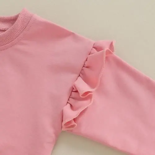 Doisbetthsay Baby Girl Boy Sweatshirts Toddler Trendy Solid Color Crew Neck Long Sleeve Pullovers Child Loose Top - 6