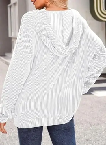 Dokotoo Hoodies for Women 2026 Casual Oversized Hoodie Long Sleeve Sweatshirt Solid Pullover Ribbed Knit Tops - 2