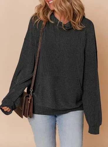 Dokotoo Women's Pullover Hoodies Sweatshirts Casual Loose Long Sleeve Ribbed Knit Shirts - 4