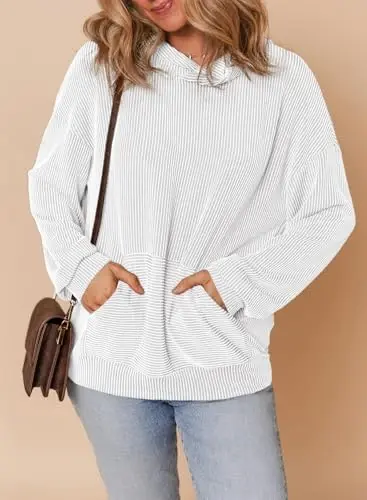 Dokotoo Women's Pullover Hoodies Sweatshirts Casual Loose Long Sleeve Ribbed Knit Shirts - 4