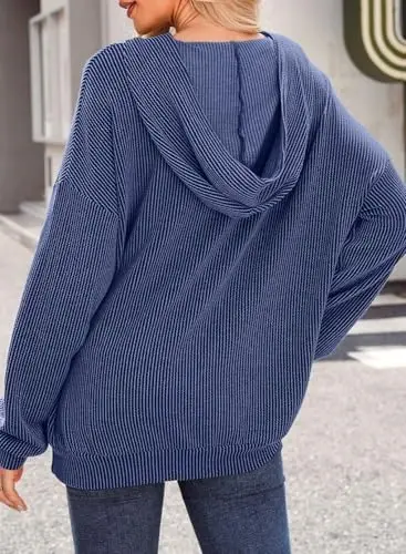 Dokotoo Hoodies for Women Casual Oversized Hoodie Long Sleeve Sweatshirt Solid Pullover Ribbed Knit Tops - Modazone (1)