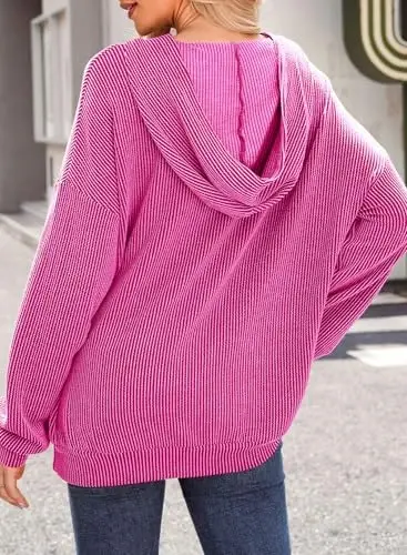 Dokotoo Hoodies for Women Casual Oversized Hoodie Long Sleeve Sweatshirt Solid Pullover Ribbed Knit Tops - Modazone (1)