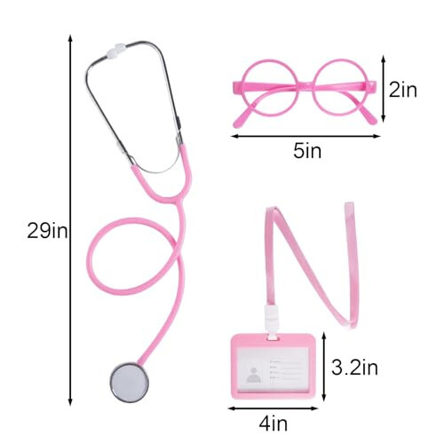Doktor Kostümü Çocuk Laboratuvar Ceketi ve Steteskop Çocuk Bilim İnsanı Kostümü Kimlik Kartı Camlı Erkek Kız - 2
