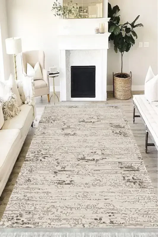 Doku Eko Punto Kaymaz Tabanlı Yıkanabilir Antibakteriyel Dijital Baskı Doku Halı Yolluk-KAHVERENGİ - MOTTO HALI