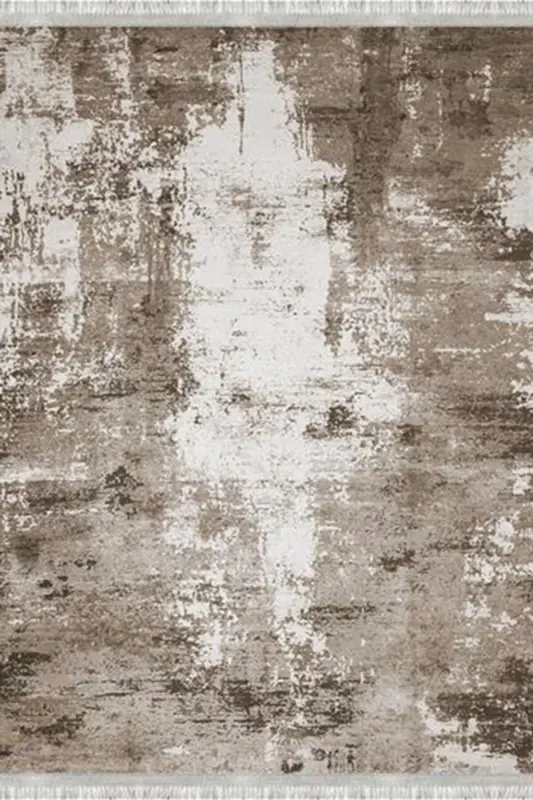 Doku Eko Punto Kaymaz Tabanlı Yıkanabilir Antibakteriyel Dijital Baskı Doku Halı Yolluk-KAHVERENGİ - 3