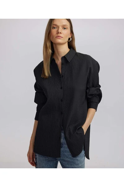 Dokulu oversize gömlek - İPEKYOL